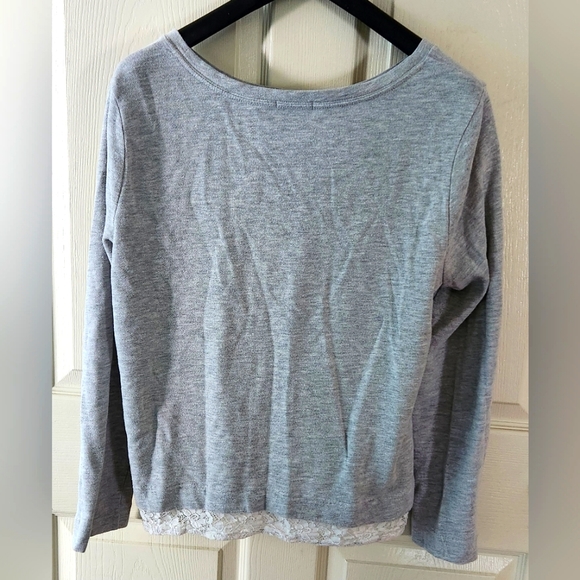 Gap Gray Long Sleeve Shirt with Lace - Picture 2 of 5
